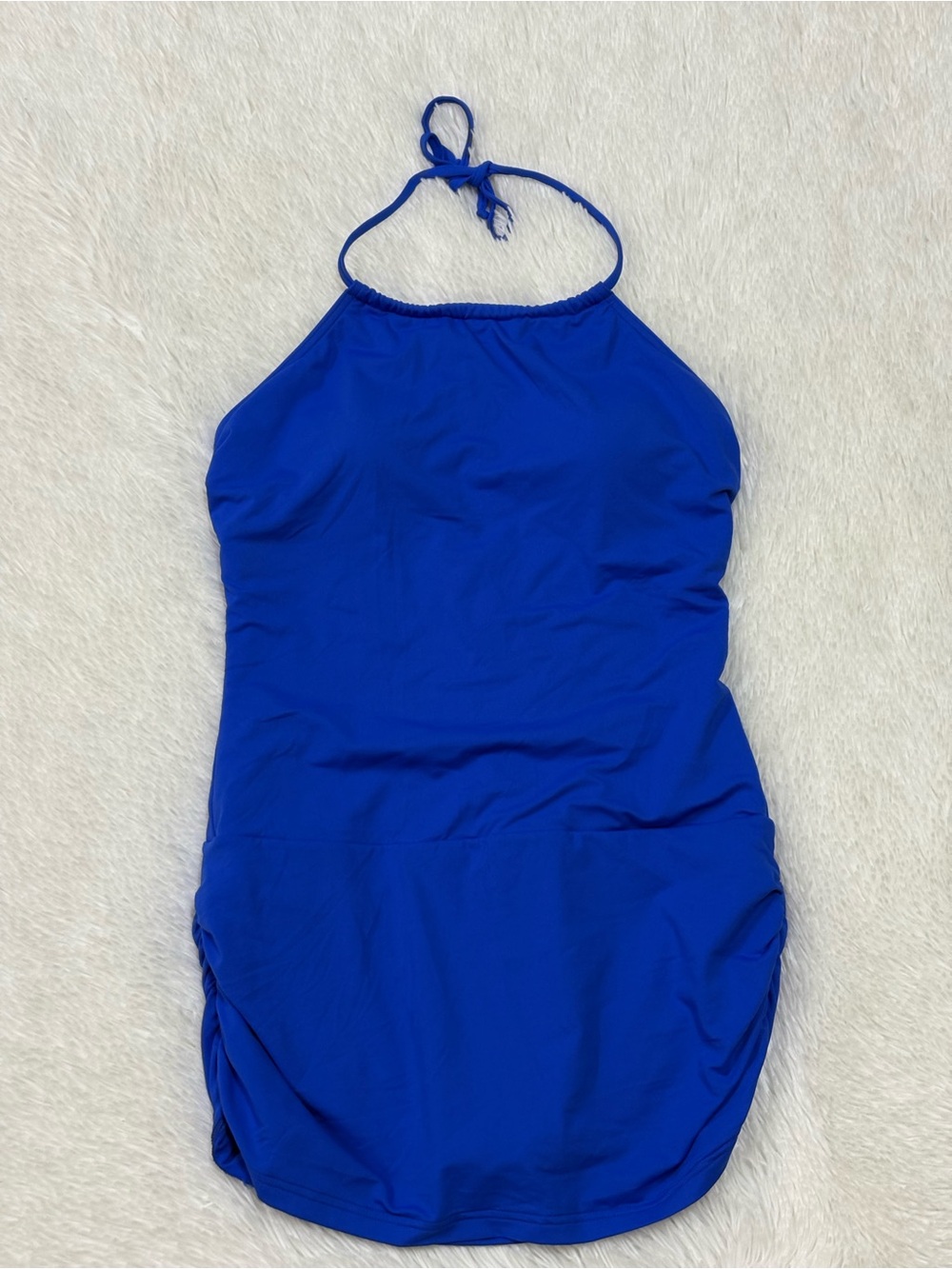 Royal Blue Halter One-Piece Swimdress - Unbranded